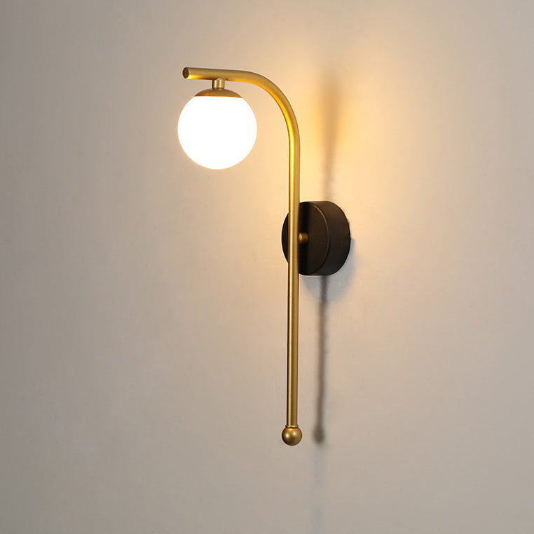 Lampe murale contemporaine de luxe avec abat-jour sphérique en acrylique, fer et aluminium à 1 lumière pour chambre 