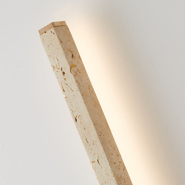 Japanese Wabi-Sabi Yellow Travertine Wood Long Strip LED Wall Sconce Lamp