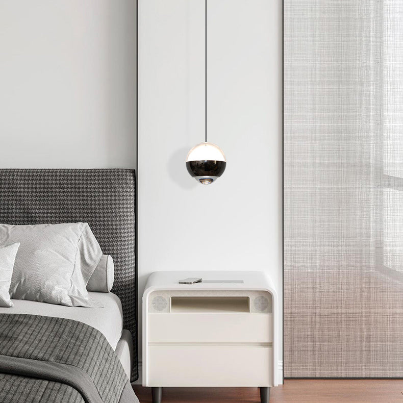 Moderne Einfachheit Ball Aluminium Acrylglas LED Pendelleuchte Liftable Für Nachttisch 