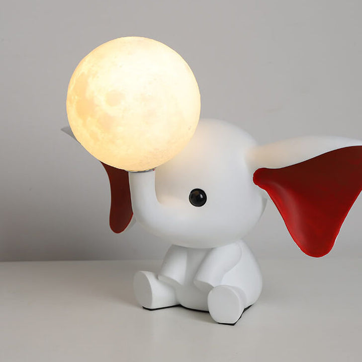 Contemporary Creative Cartoon Elephant Moon Resin ABS 1-Light Table Lamp for Bedroom