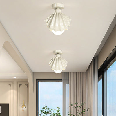 Zeitgenössische kreative Shell Eisen Harz Acryl LED Semi-Flush Mount Deckenleuchte für Wohnzimmer