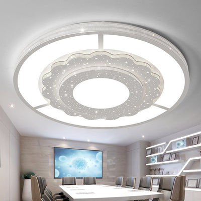 Zeitgenössische Einfachheit Sternenhimmel Dekor Blume Rand Acryl Runde Schatten LED Unterputz Deckenleuchte Für Wohnzimmer 