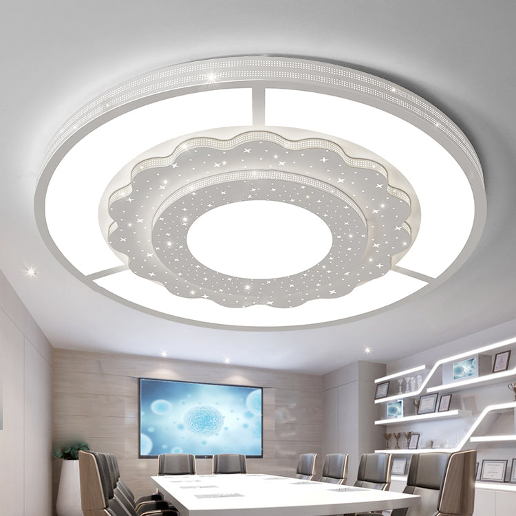 Zeitgenössische Einfachheit Sternenhimmel Dekor Blume Rand Acryl Runde Schatten LED Unterputz Deckenleuchte Für Wohnzimmer 