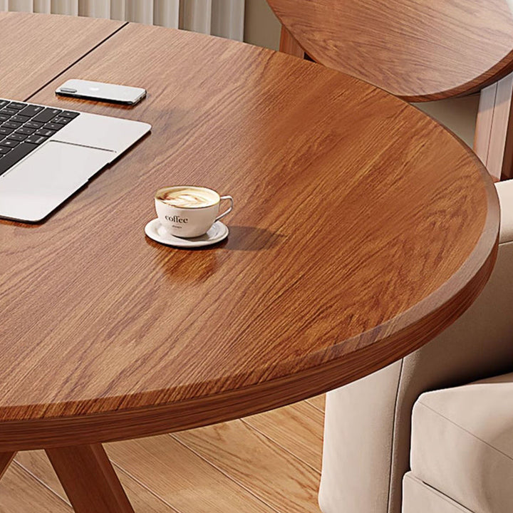 Table à manger ronde contemporaine scandinave en MDF et acier pour 4 places 