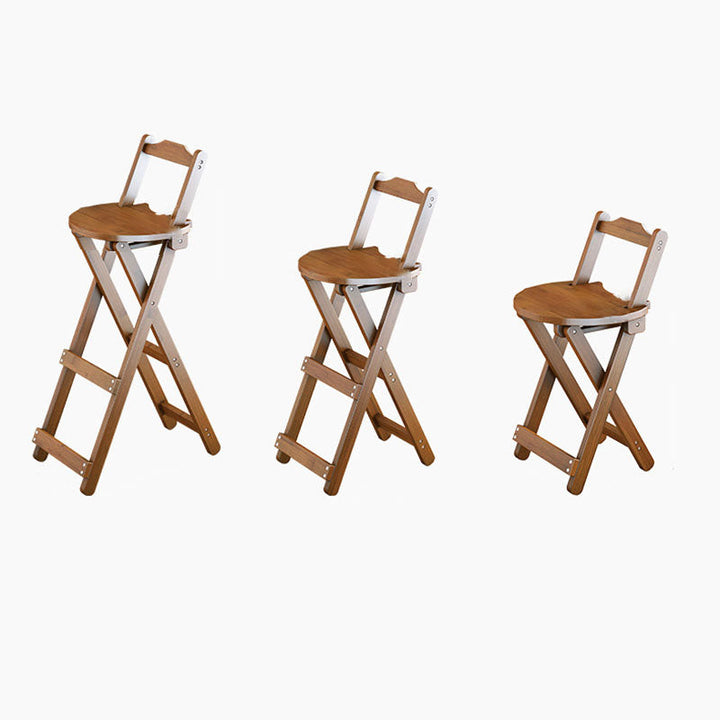 Simplicidad contemporánea Taburete de bar plegable con patas en forma de X de bambú Respaldo bajo Reposapiés para comedor 
