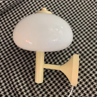 Applique Murale Moderne en Verre et Fer en Forme de Champignon Rond à 1 Lumière pour Chevet 