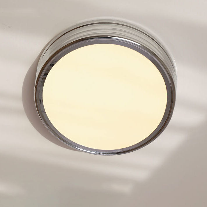 Contemporary Industrial Chrome Iron Acrylic Multi-Layer Drum LED Flush Mount Ceiling Light For Hallway