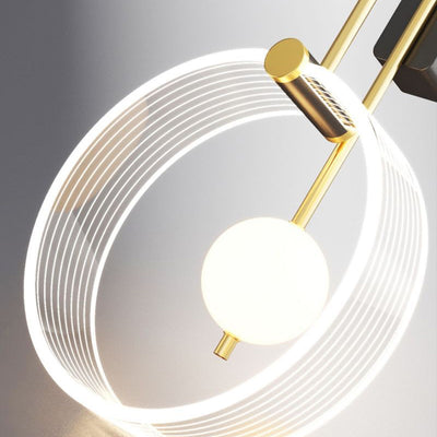Lámpara de Aplique de Pared LED con Anillo Redondo de Hierro Acrílico Moderno Minimalista para la Mesita de Noche 
