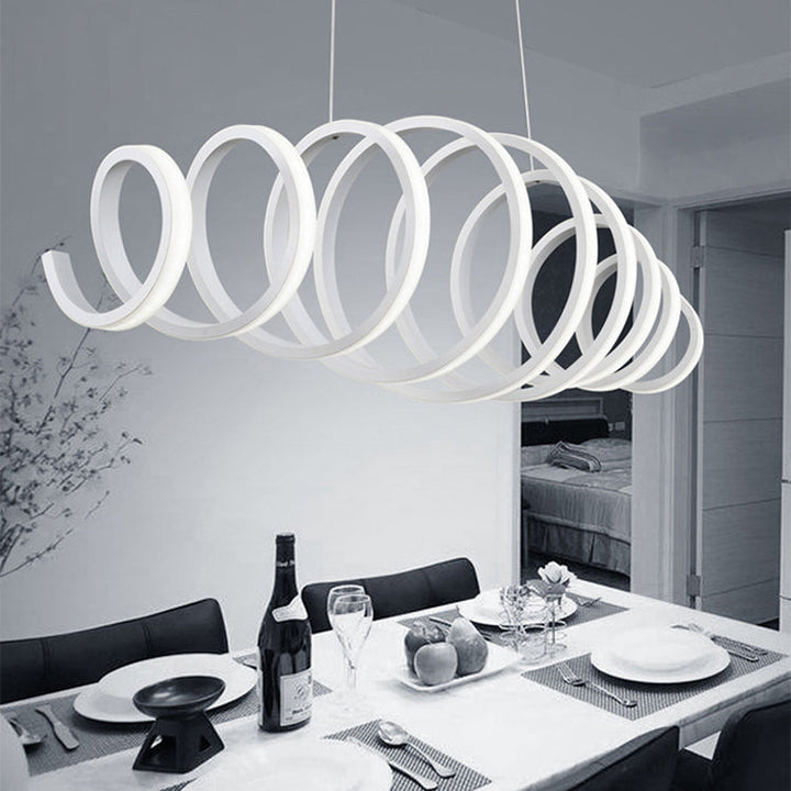 Moderner minimalistischer runder LED-Kronleuchter aus Federmetallacryl für Esszimmer 