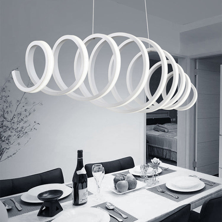Moderner minimalistischer runder LED-Kronleuchter aus Federmetallacryl für Esszimmer 