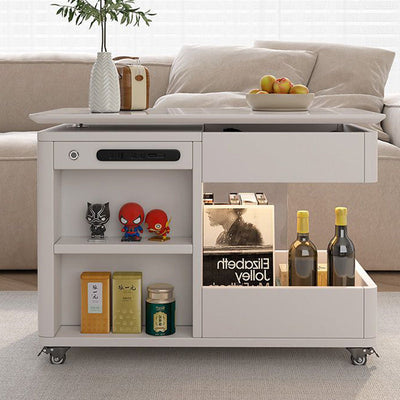 Table d'appoint moderne minimaliste rectangulaire en métal et bois avec 2 tiroirs pour salon 