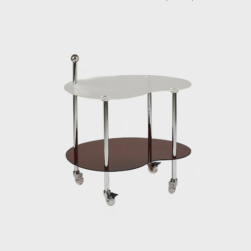 Mesa Auxiliar Desmontable Moderna Minimalista de Nube de Acrílico y Acero Inoxidable de 2 Niveles para Sala de Estar 