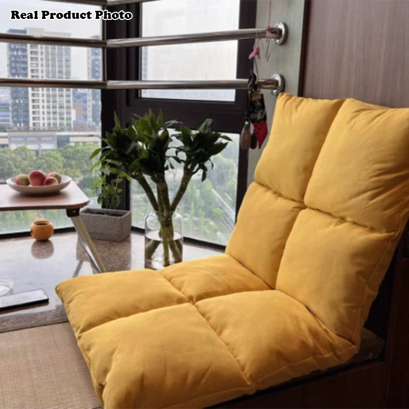Moderner schlichter Lazy Chair aus Baumwoll-Leinen und Eisen, rechteckig kariert, mit verstellbarer Rückenlehne, für Tatami, Wohnzimmer, Schlafzimmer &amp; Fensterbank 