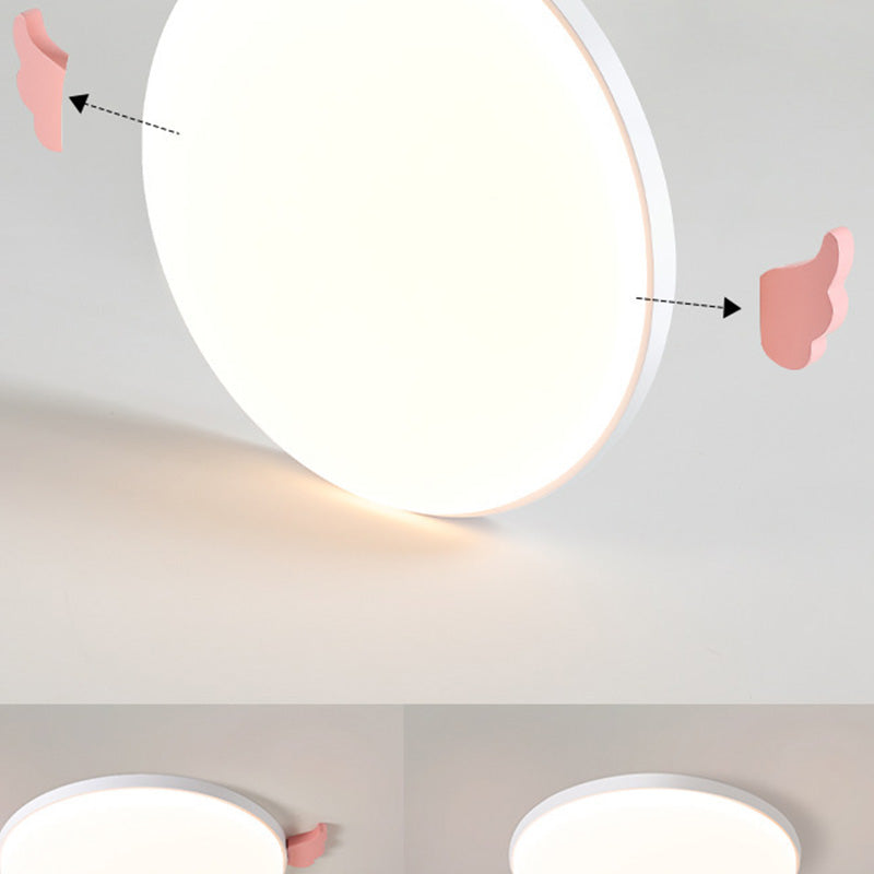 Lámpara de techo de montaje empotrado LED de acrílico, madera de roble e hierro, redonda, pequeña, con alas creativas contemporáneas, para sala de estar 