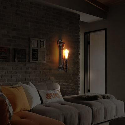 Traditionelle koloniale Wasserrohr-Wandleuchte aus Metall mit 1 Licht für Schlafzimmer 