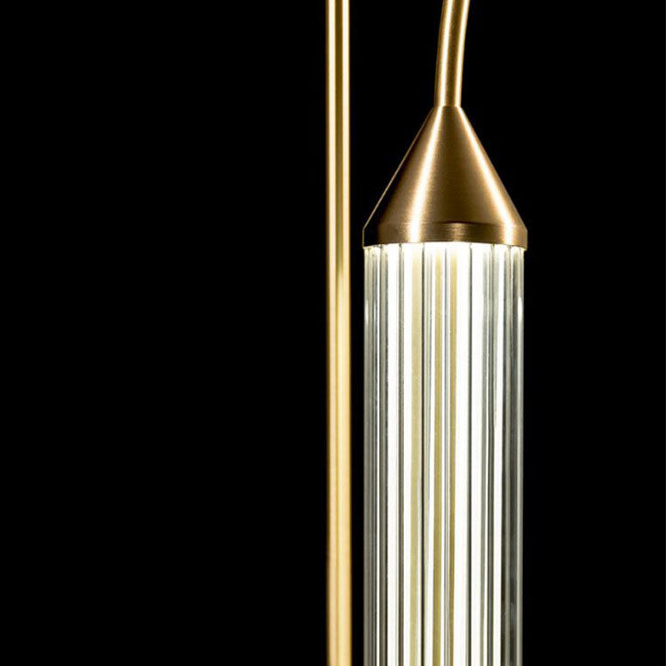 Zeitgenössische industrielle Streifen elliptische Eisen Glas LED Pendelleuchte für Esszimmer 