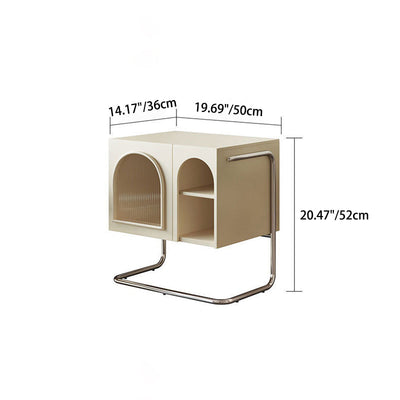 Table de chevet moderne minimaliste rectangulaire en verre avec panneau en bois et acier inoxydable à 3 tiroirs pour chambre 