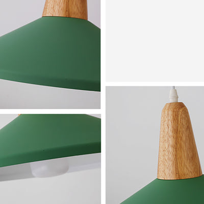Nordic Minimalist Macaron Solid Color Aluminum Wood 1-Light Pendant Light