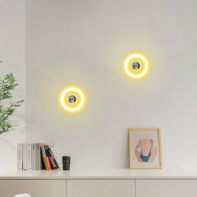 Moderne Mid-Century Runde Eisen Glas 1-Licht Wandleuchte Lampe für Wohnzimmer 