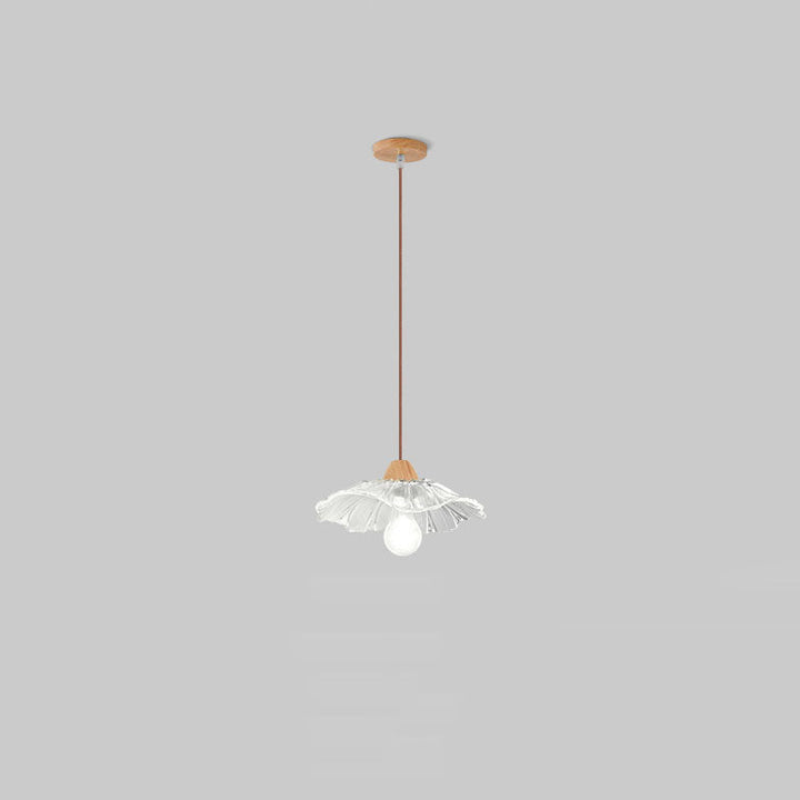 Art déco moderne en bois avec abat-jour en verre en forme de feuille de lotus, lustre à 1/3 lumières pour chambre à coucher 