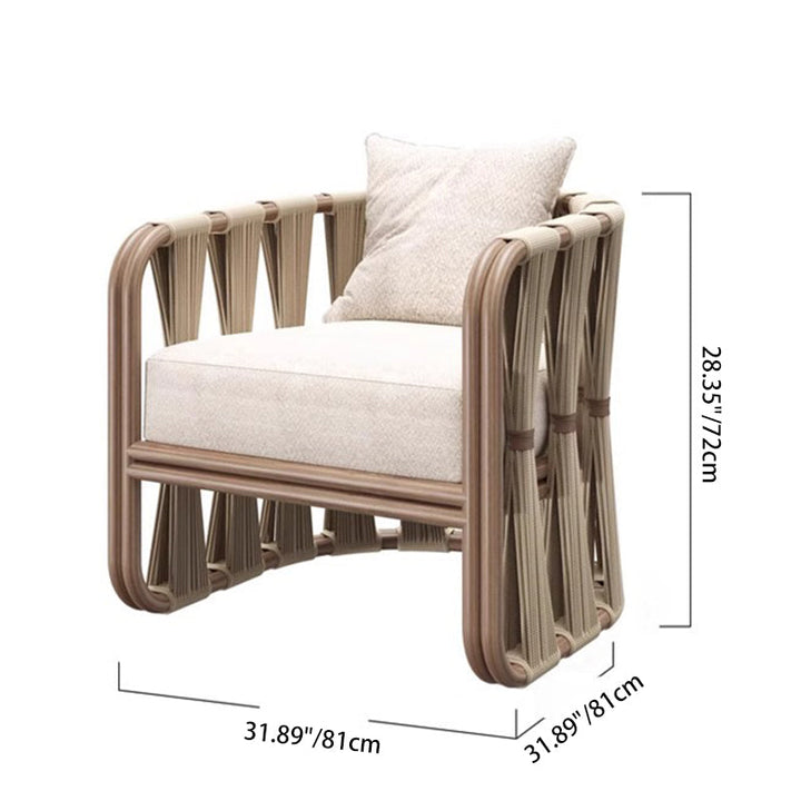 Contemporary Scandinavian Square Aluminum Alloy Woven Rope Fabric Chair Backrest Armrest For Living Room