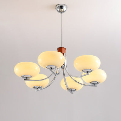 Traditional French Iron Glass Round Shape 3/6-Light Chandelier For Living Room