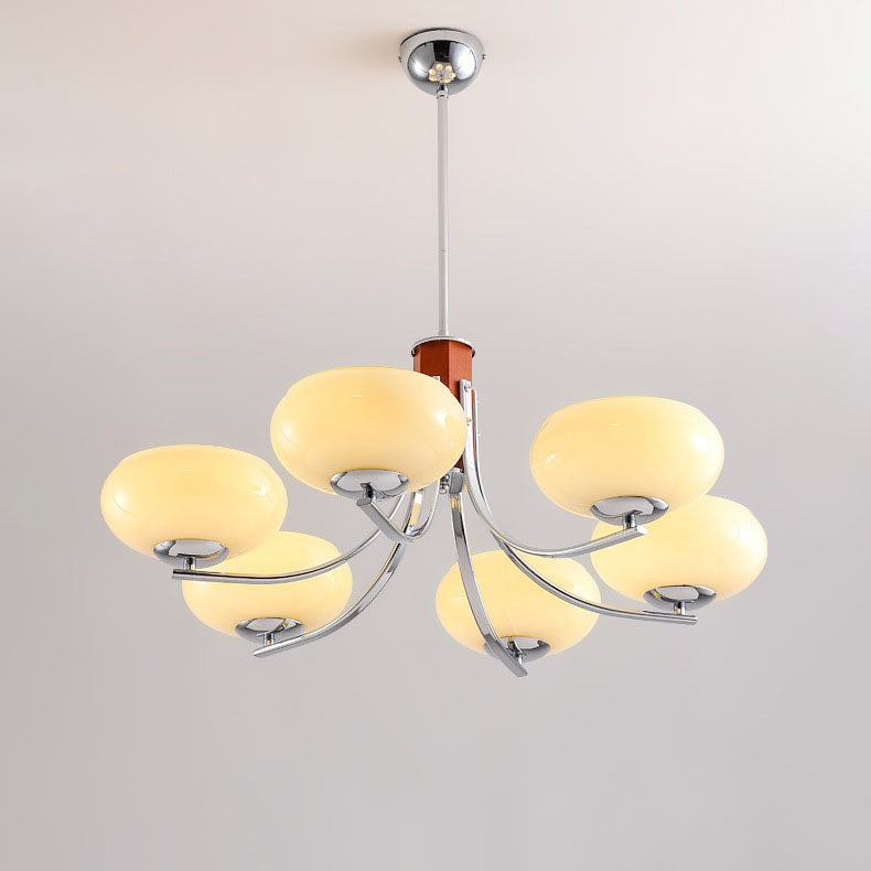 Traditional French Iron Glass Round Shape 3/6-Light Chandelier For Living Room