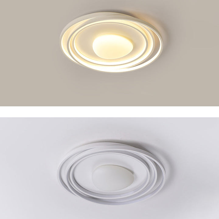 Moderne minimalistische Creme Runde Acryl Eisen LED Unterputz Deckenleuchte für Wohnzimmer 