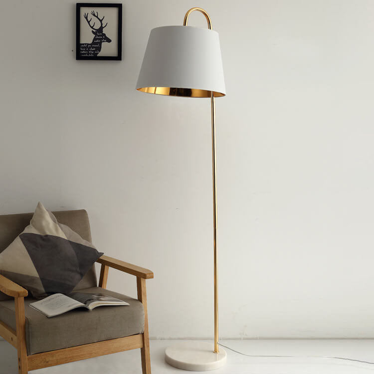 Nordic Modern Einfarbig Stoffschirm Marmor 1-Licht Stehende Stehlampe 