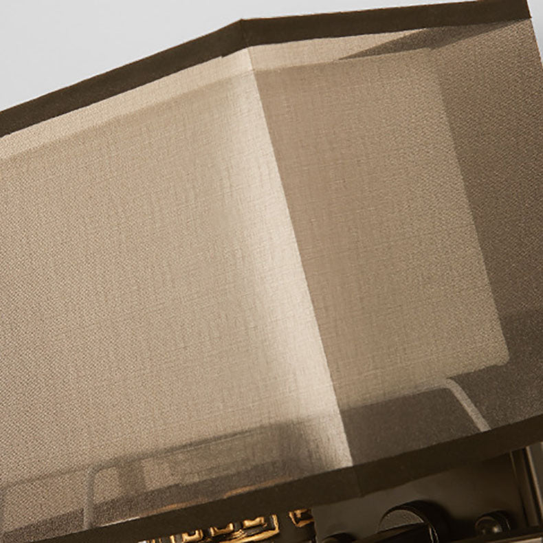 Aplique de pared de 1 luz con pantalla de tela de hierro rectangular con borlas tradicional china para dormitorio 