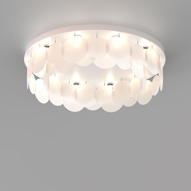 Modern Art Deco Iron PVC Round Piece 6/10 Light Flush Mount Ceiling Light For Bedroom