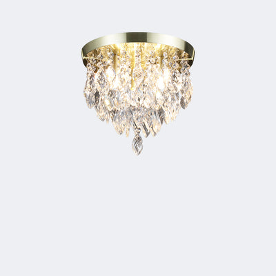 Lustre de plafond semi-encastré à 1 lumière avec carillon éolien en cristal et métal contemporain de luxe pour salon 