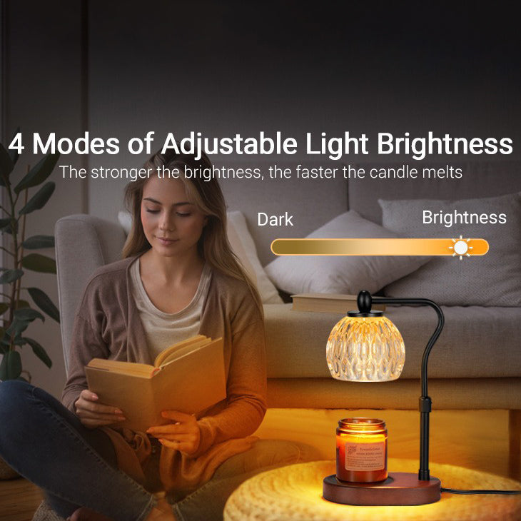 Modern Minimalist Round Glass Rubberwood Iron 1-Light Aroma Melted Wax Table Lamp For Bedroom