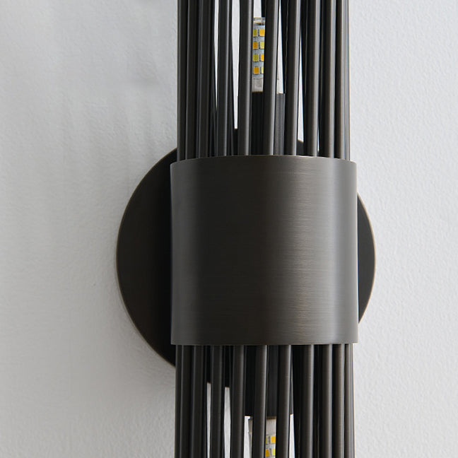 Applique Murale Moderne Minimaliste Cylindrique en Cuivre et Acrylique à 2 Lumières pour Chambre 