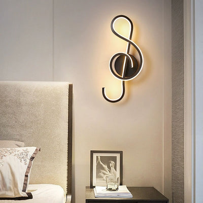 Modern Art Deco Music Note Soft Silicone Lampshade LED Wall Sconce Lamp For Bedroom