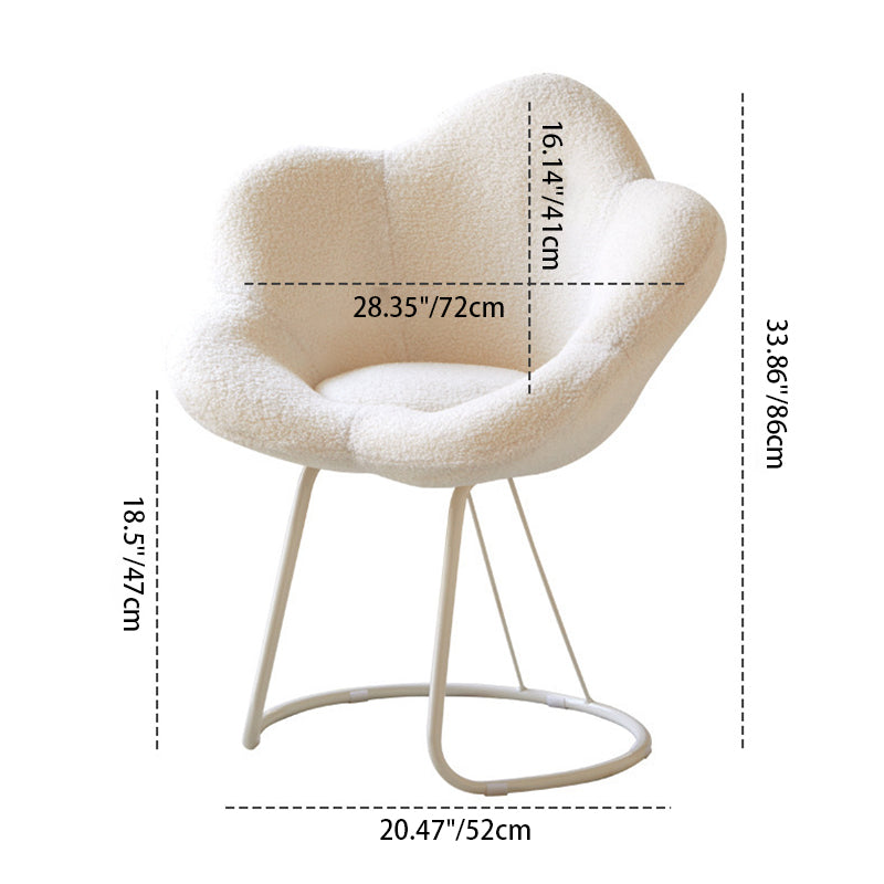 Tabouret de coiffeuse moderne minimaliste rond en métal avec dossier sans accoudoirs en laine d&