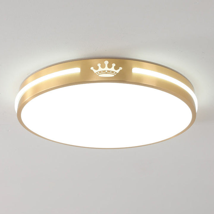 Lumière de plafond LED moderne minimaliste ronde en acrylique et cuivre pour salon 