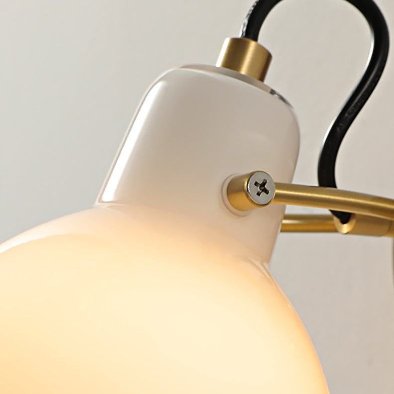 Lámpara Aplique de Pared de 1 Luz Cónica Redonda de Vidrio y Madera de Cobre de Simplicidad Contemporánea para la Mesita de Noche 