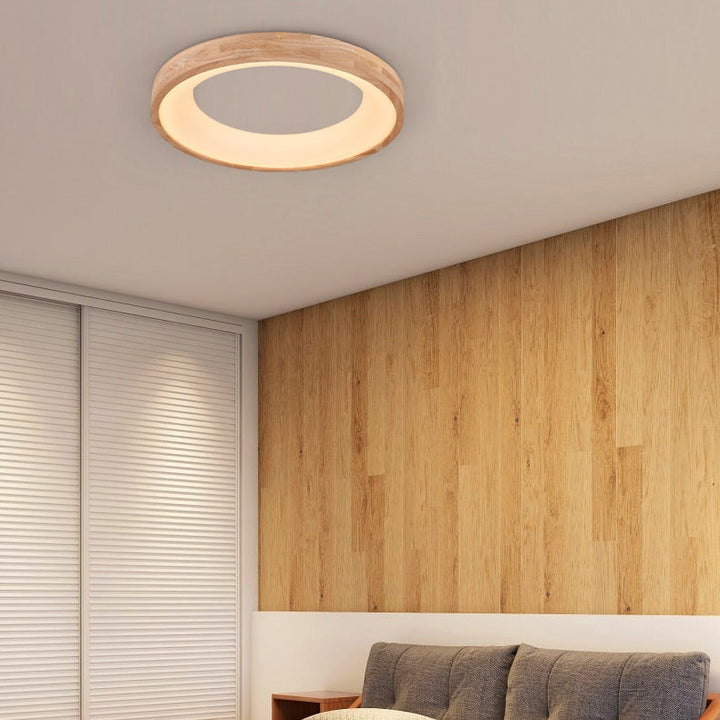 Luz de techo empotrada LED de roble acrílico anillo minimalista moderno para sala de estar 