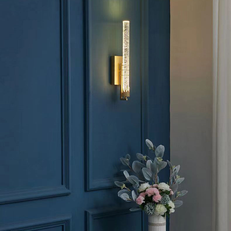 Applique murale contemporaine en fer cylindrique de luxe en cristal LED pour salon 