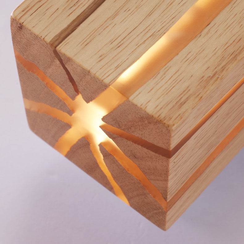 Moderne minimalistische geometrische Quader geknackt Holzmaserung LED Wandleuchte Lampe für Wohnzimmer 