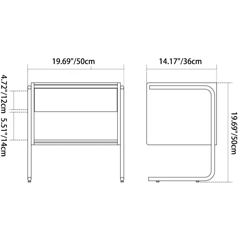 Table de nuit contemporaine scandinave rectangulaire en bois massif inox et verre 1 tiroir pour chambre 