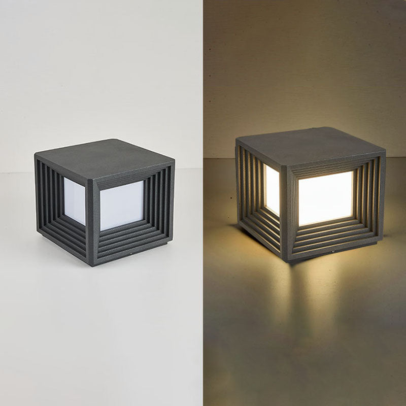 Luz de Cabeza de Poste LED de Acrílico de Acero Inoxidable Rectangular de Simplicidad Moderna para Patio Exterior 
