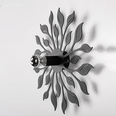 Applique murale contemporaine créative en fer à une lumière avec feuille ronde pour salon 