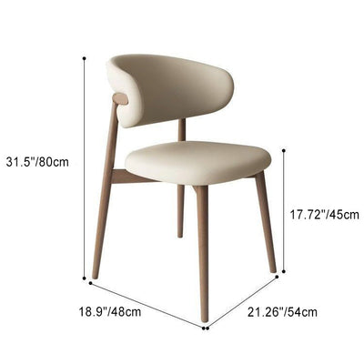 Moderna silla de comedor sin brazos de cuero nappa cuadrado nórdico contemporáneo con marco de metal para comedor 