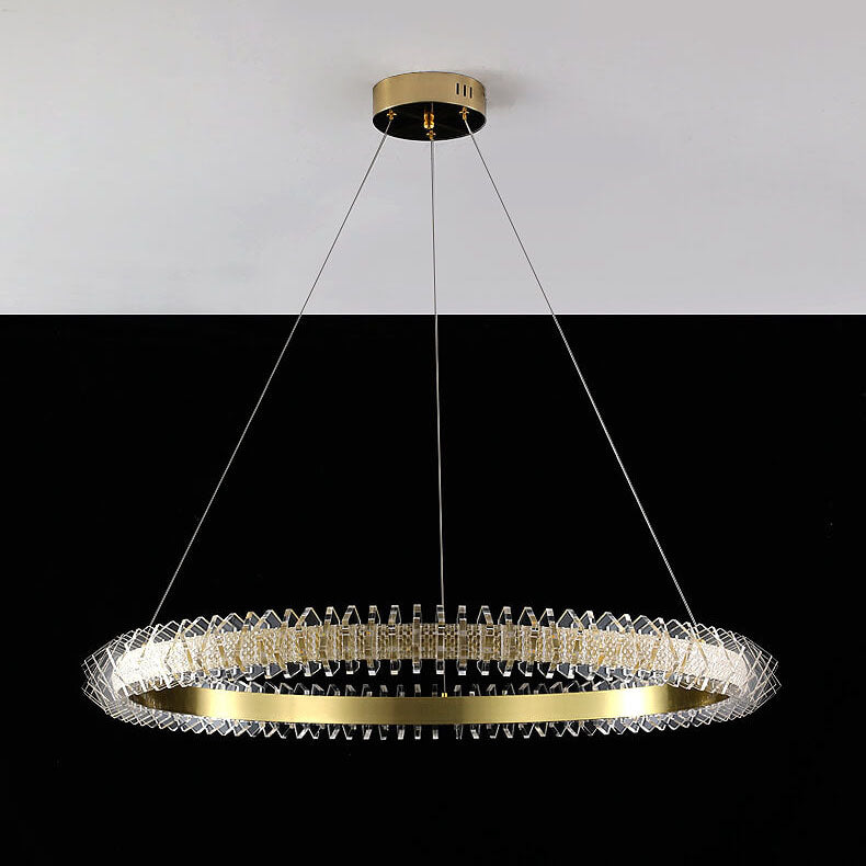 Contemporary Luxury Aluminum Acrylic Circle Ring LED Chandelier For Living Room