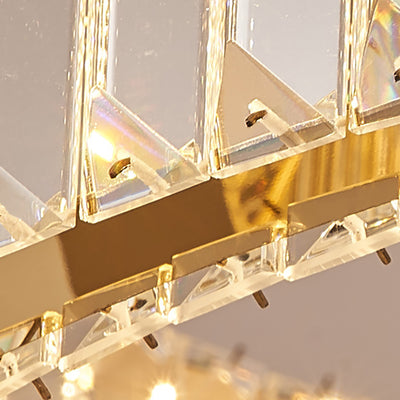 Lustre LED en cristal moderne de luxe rond en cristal titane en acier inoxydable pour salon 