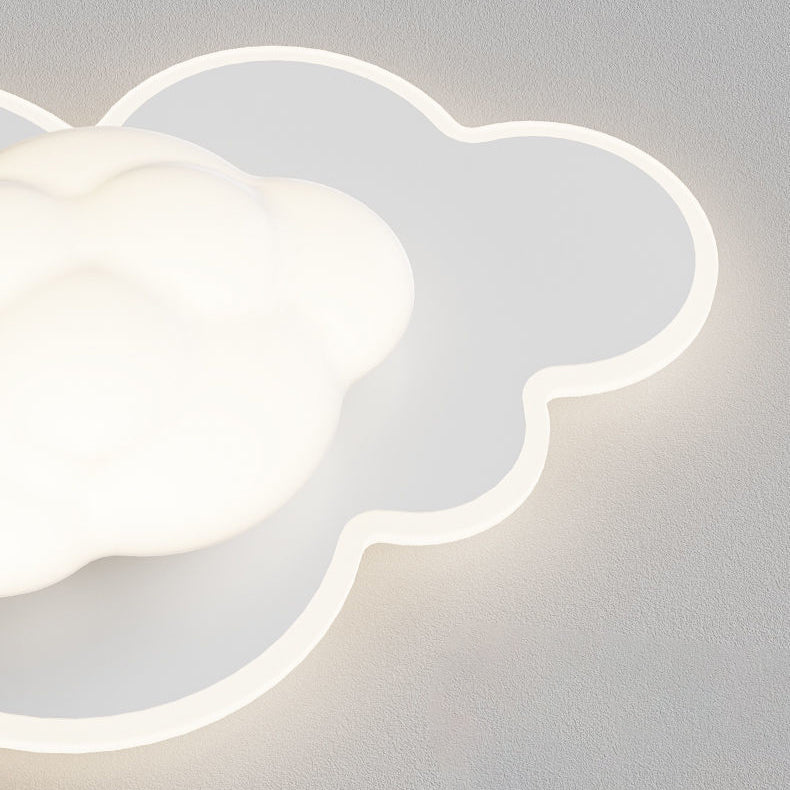 Modern Art Deco Cream Clouds Plastic Iron LED Flush Mount Ceiling Light For Living Room
