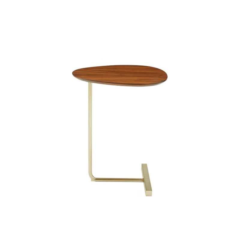 Zeitgenössischer kreativer ovaler Holz-Eisen-Beistelltisch mit 2 Ebenen für das Wohnzimmer 