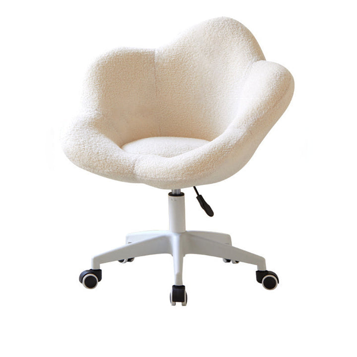 Tabouret de coiffeuse moderne minimaliste rond en métal avec dossier sans accoudoirs en laine d&